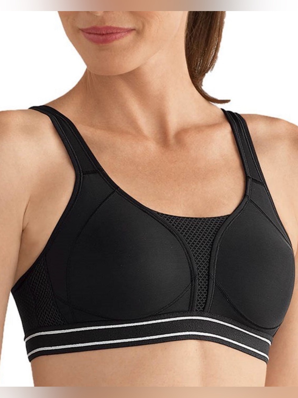 Amoena Black Soft Cup Mastectomy Performance Sports Bra Size 38A Style 0658